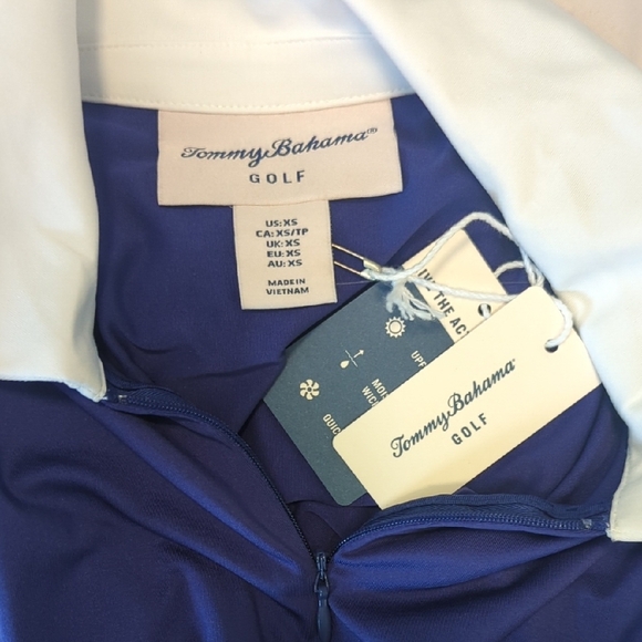 NWT Tommy Bahama Golf Blue and White Sleeveless Half Zip Polo, US XS - Picture 4 of 8